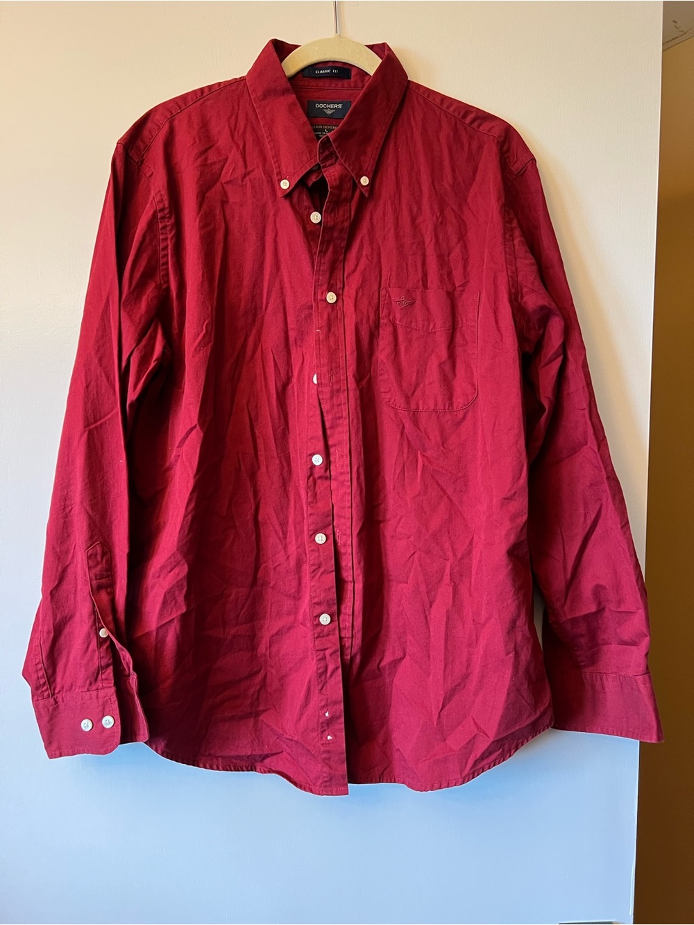 Dockers Men’s Button-Down Shirt in Burgundy Red